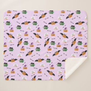 Halloween Trick oder Treat Pumpkin-Muster Lila Sherpadecke