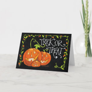 Halloween Trick oder Treat Pumpkin und Candy Corn Karte