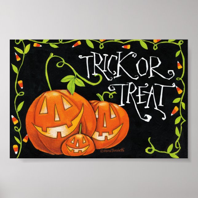 Halloween Trick oder Treat Pumpkin und Candy Corn Poster (Vorne)