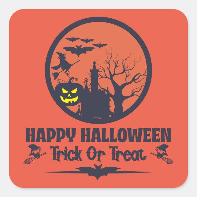 Halloween Trick oder Treat Quadratischer Aufkleber (Vorderseite)