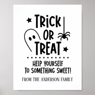 Halloween Trick oder Treat Table Sign Poster