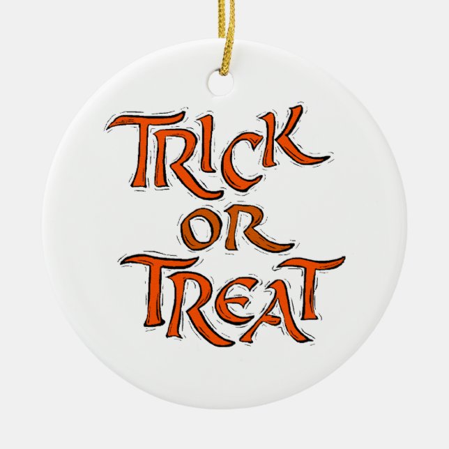 Halloween Trick oder Treat Words Keramikornament (Vorne)