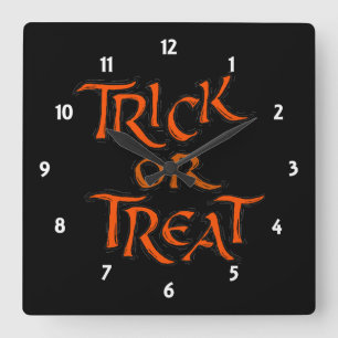 Halloween Trick oder Treat Words Quadratische Wanduhr