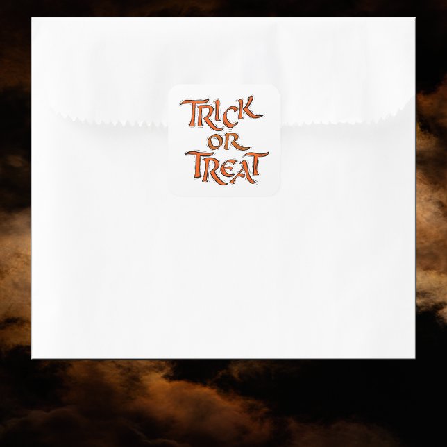 Halloween Trick oder Treat Words Quadratischer Aufkleber (Halloween Trick or Treat Words Square Sticker)