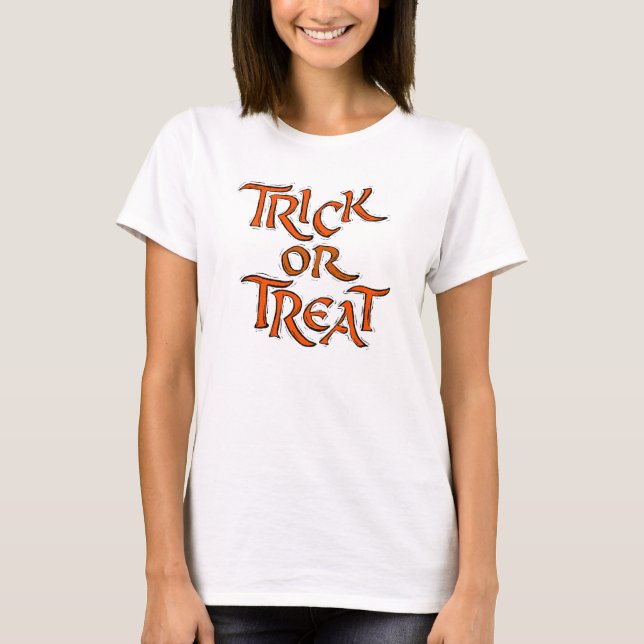 Halloween Trick oder Treat Words T-Shirt (Vorderseite)