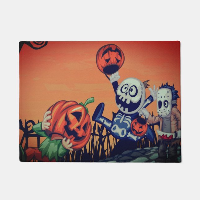 Halloween Trick oder Treaters Fußmatte (Vorderseite)