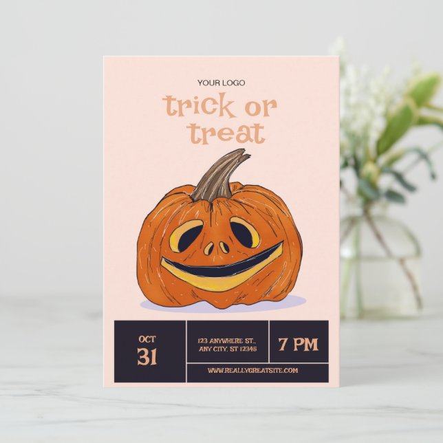 Halloween Trick oder Treatment Party, Halloween Ni Einladung (Stehend Vorderseite)