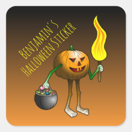 Halloween Trick oder Treuhandschuh Quadratischer Aufkleber