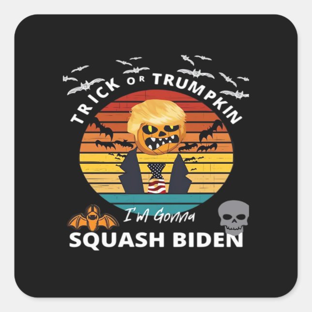 Halloween Trick oder Trumpkin Horror Kostüm Classi Quadratischer Aufkleber (Vorderseite)