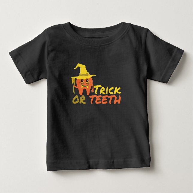 Halloween Trick oder Zähnenzahnst Baby T-shirt (Vorderseite)
