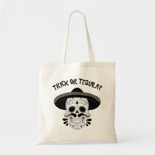 Halloween Trick of Tequila Sugar Skull Tote Bag Tragetasche