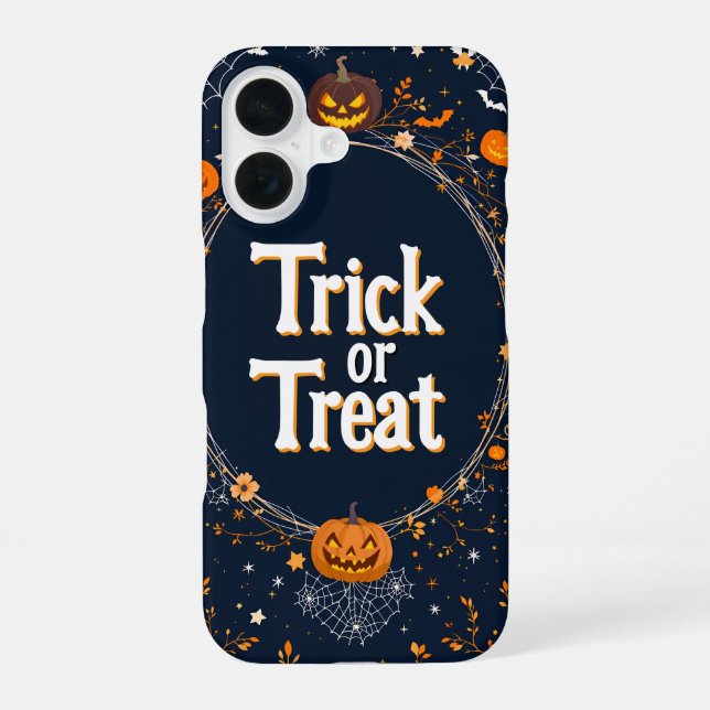 Halloween Trick or Treat Pumpkin Design iPhone 16 Hülle (Rückseite)