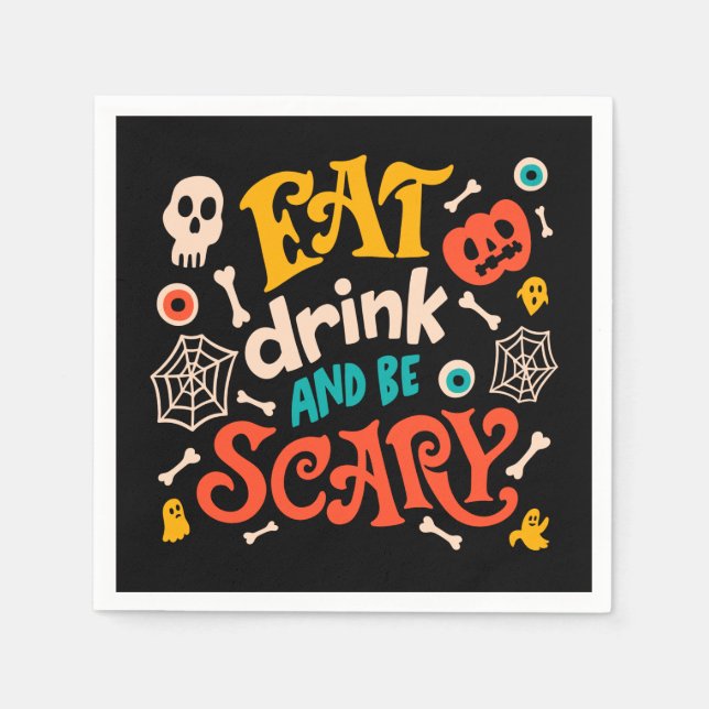 Halloween trinken und Beängstigende moderne Schrif Serviette (Vorderseite)