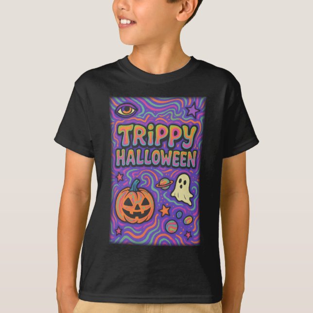 Halloween Trippy farbenfrohe Retro-Kleidung unisex T-Shirt (Vorderseite)