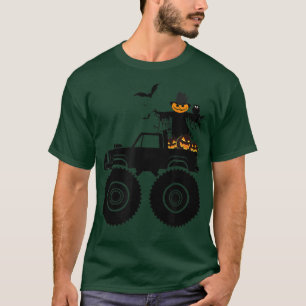 Halloween Truck Crash Pumpkin Bats Spooky Boys Kin T-Shirt