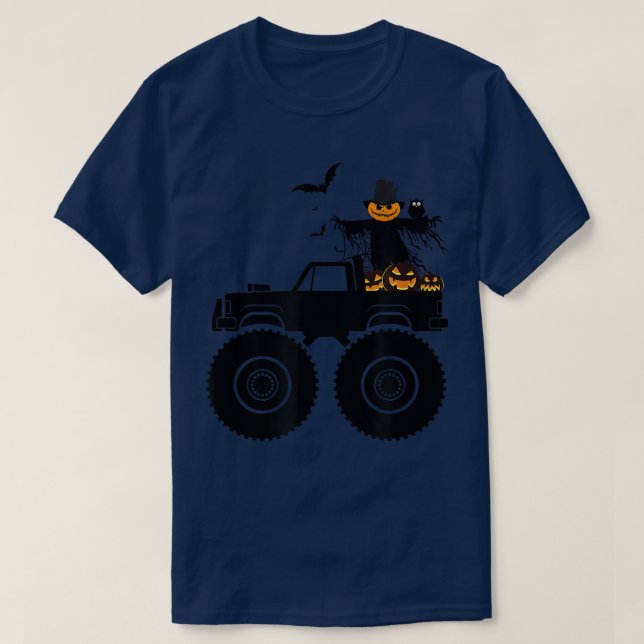 Halloween Truck Crash Pumpkin Bats Spooky Boys Kin T-Shirt (Design vorne)