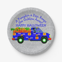 Halloween Truck Pumpkin Day Behalte Goblins Away 7 Pappteller