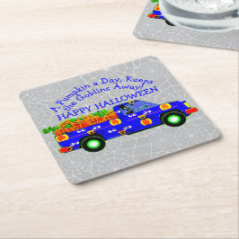 Halloween Truck Pumpkin Day Behalte Goblins weg Rechteckiger Pappuntersetzer