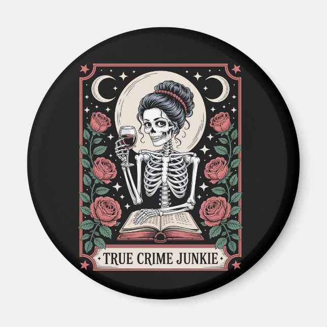 Halloween True Crime Junkie Tarot Card Magnet (Vorne)