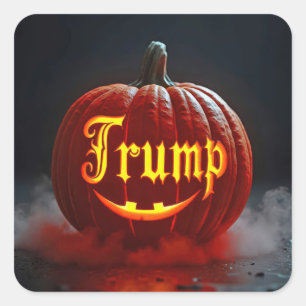 Halloween Trump Jack-o-lantern in Nebel Quadratischer Aufkleber