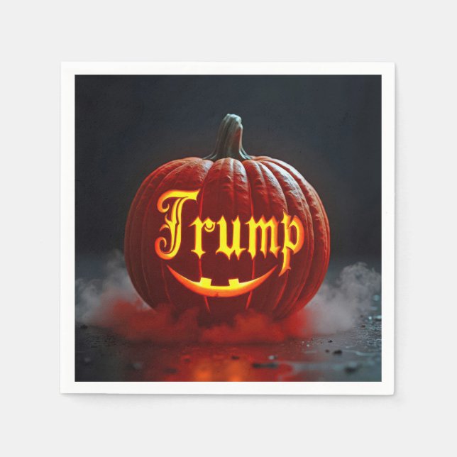 Halloween Trump Jack-o-lantern in Nebel Serviette (Vorderseite)