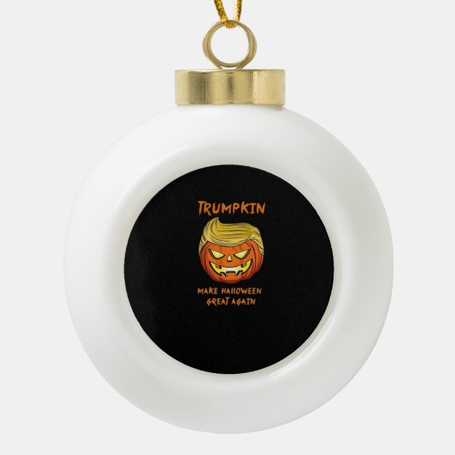 Halloween Trumpkin Classic Funny Keramik Kugel-Ornament (Vorderseite)