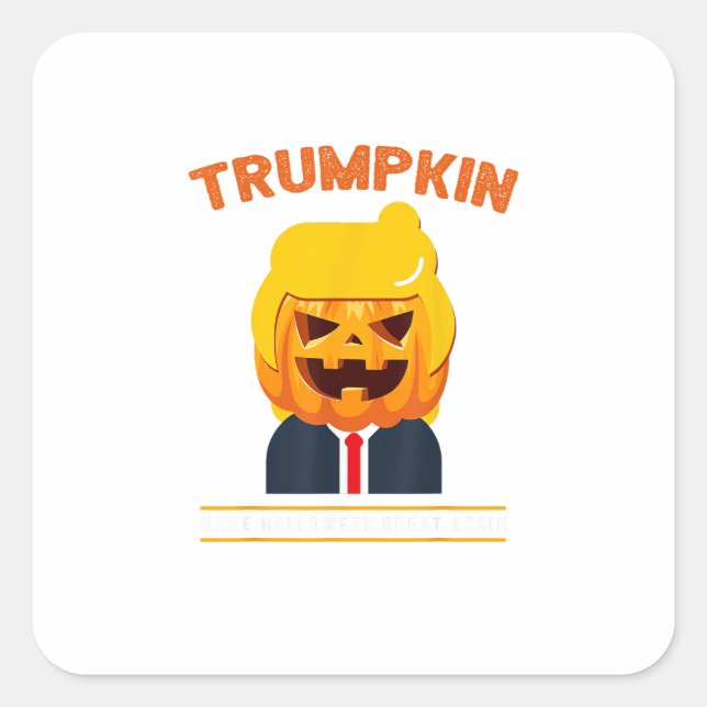 Halloween Trumpkin Funny Pumpkin Halloween Quadratischer Aufkleber (Vorderseite)