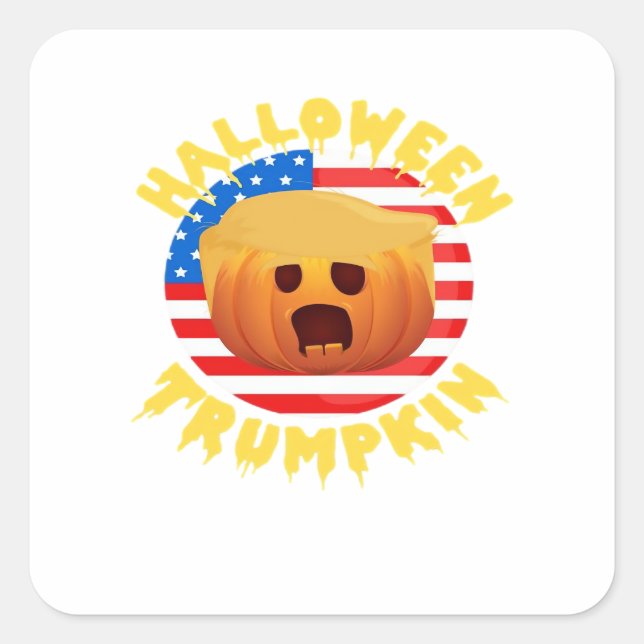 Halloween Trumpkin Funny Pumpkin Parody Quadratischer Aufkleber (Vorderseite)
