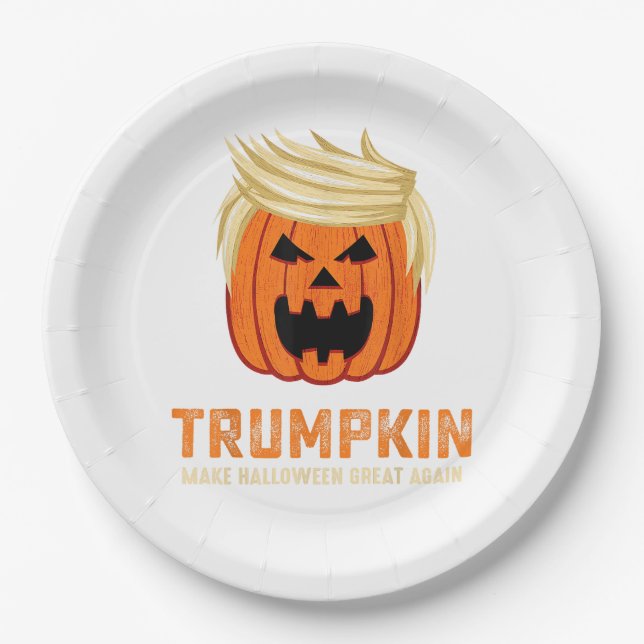 Halloween Trumpkin Funny - Spooky Parody Slogan Pappteller (Vorderseite)