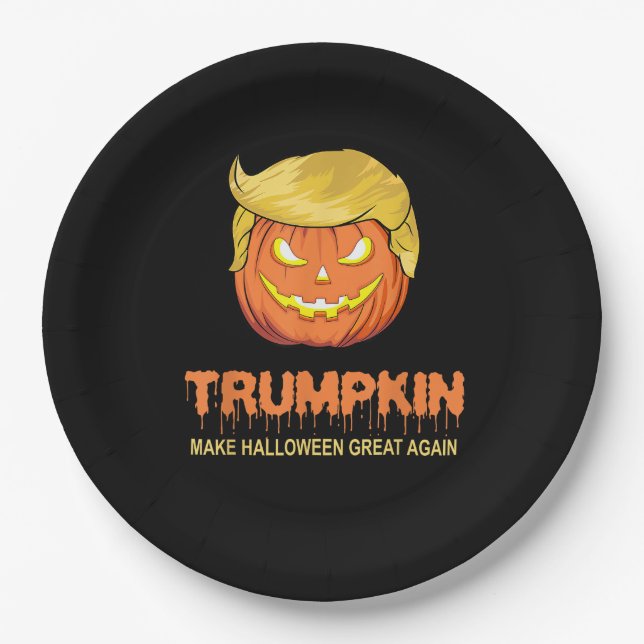 Halloween Trumpkin - Halloween Great Again De Pappteller (Vorderseite)