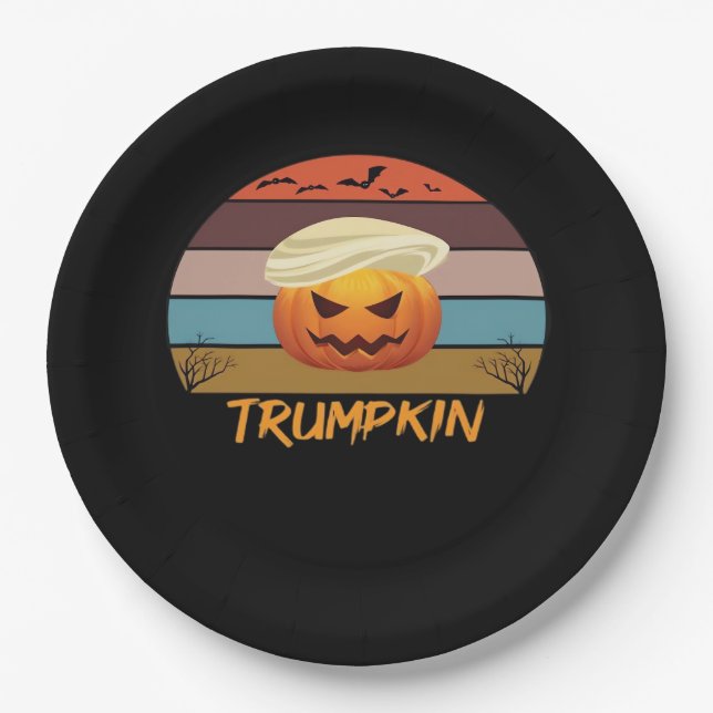 Halloween Trumpkin Vintag Pappteller (Vorderseite)