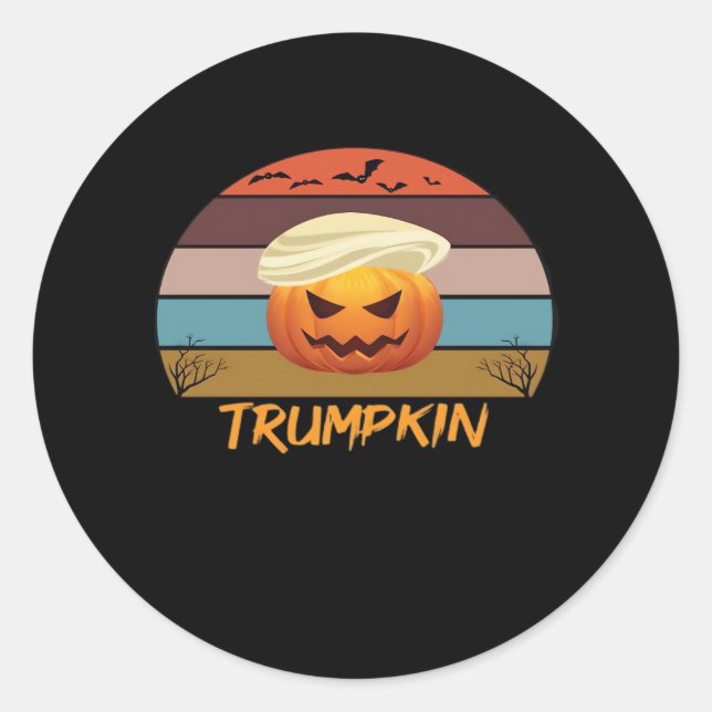 Halloween Trumpkin Vintag Runder Aufkleber (Vorderseite)