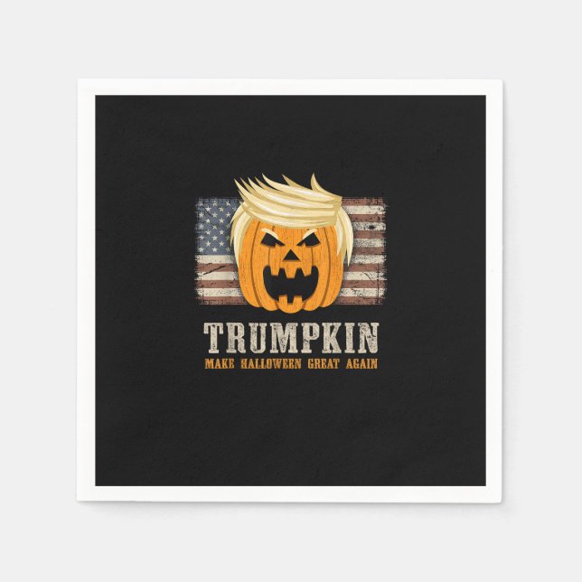 Halloween Trumpkin Vintage Fahne Serviette (Vorderseite)