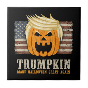 Halloween Trumpkin Vintage US-Flag Fliese