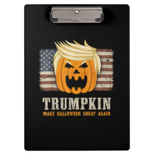 Halloween Trumpkin Vintage US-Flag Klemmbrett