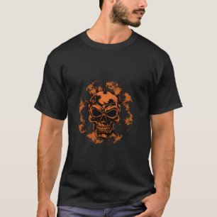 Halloween Tshirt Orange Skull Spooky Horror Party