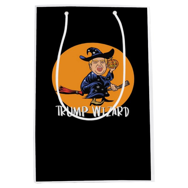 Halloween Ttrump Wizard Funny Classic Mittlere Geschenktüte (Vorderseite)