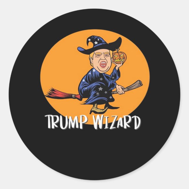 Halloween Ttrump Wizard Funny Classic Runder Aufkleber (Vorderseite)
