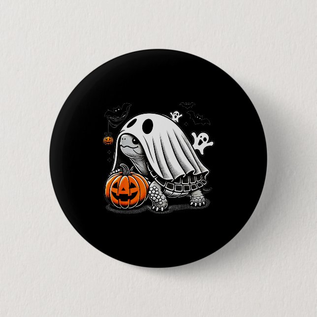 Halloween Turtle Ghost Pumpkin Costume Terran Tort Button (Vorderseite)