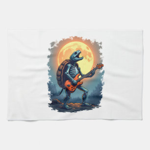 Halloween Turtle Skeleton Rocker T-Shirt für Music Geschirrtuch