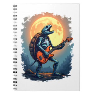 Halloween Turtle Skeleton Rocker T-Shirt für Music Notizblock