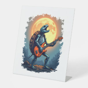 Halloween Turtle Skeleton Rocker T-Shirt für Music Sockelschild
