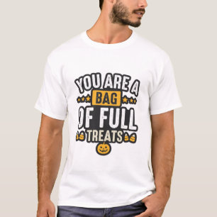Halloween-Tüte mit Süßigkeiten Vintage-Vektordesig T-Shirt