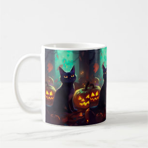 Halloween Tuxedo Katze mit Pumpkins Beängstigend Kaffeetasse