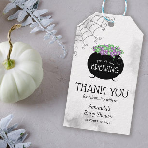 Halloween Twins Baby Dusche Hexenbrauen Vielen Dan Geschenkanhänger