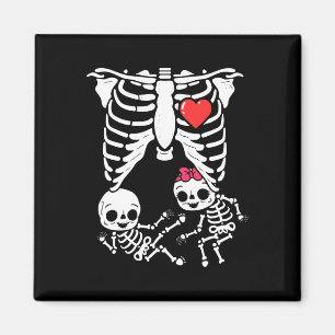 Halloween Twins Pregnancy Ankündigung Funny Skele Magnet