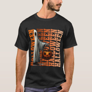 Halloween-Typografie coole Geist-Kürbis-Geschenkid T-Shirt