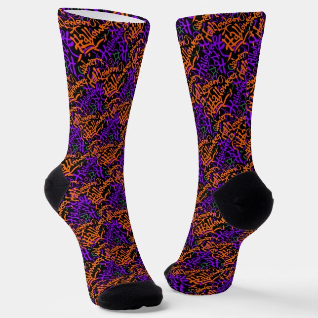 Halloween Typografie Socken (Gewinkelt)