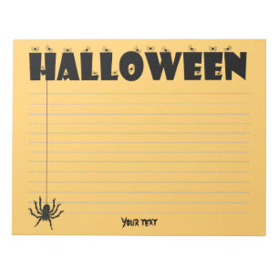 Halloween Typografie Spiders Orange/Schwarz Notizblock