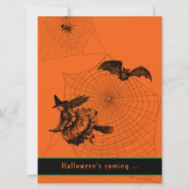 Halloween Typografie Witz Bat Spider Orange Flat Karte